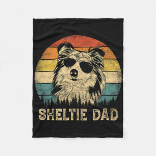 Vintage Sheltie Dad Dog Lovers Father&#; s Day Tee Fleece Blanket