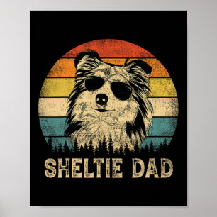 Vintage Sheltie Dad Dog Lovers Father&# s Day Tee Poster