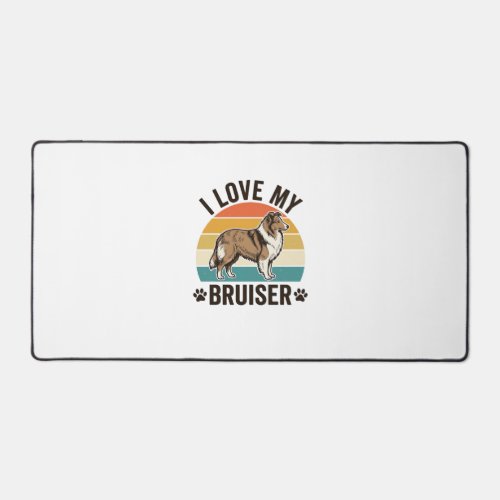 Vintage Sheltie Dog I Love My Bruiser Retro Design Desk Mat