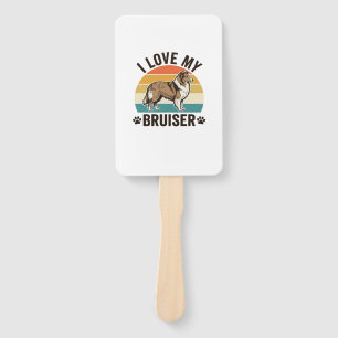 Vintage Sheltie Dog I Love My Bruiser Retro Design Hand Fan