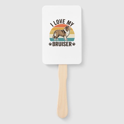 Vintage Sheltie Dog I Love My Bruiser Retro Design Hand Fan