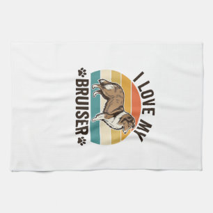 Vintage Sheltie Dog I Love My Bruiser Retro Design Kitchen Towel