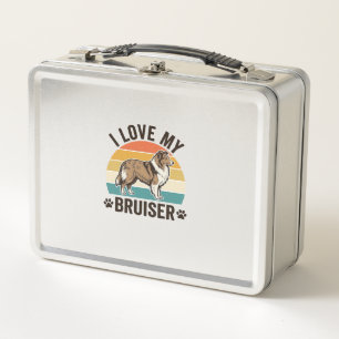 Vintage Sheltie Dog I Love My Bruiser Retro Design Metal Lunch Box