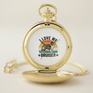 Vintage Sheltie Dog I Love My Bruiser Retro Design Pocket Watch