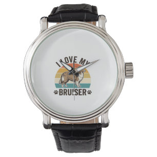 Vintage Sheltie Dog I Love My Bruiser Retro Design Watch