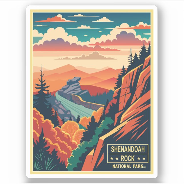 Vintage Shenandoah Rock National Park Sticker (Front)