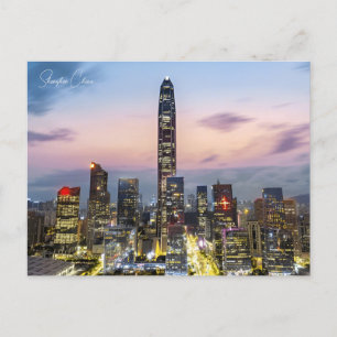 Vintage shenzhen China chinese Travel watercolor  Postcard
