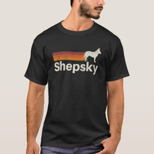 Vintage Shepsky Retro Mom Dad Dog T_Shirt