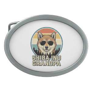 Vintage Shiba Inu Grandpa Dog Shirt Design_1 Belt Buckle