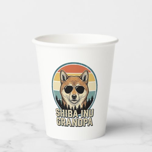 Vintage Shiba Inu Grandpa Dog Shirt Design_1 Paper Cups