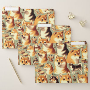 Vintage Shiba Inu Seamless Pattern File Folder