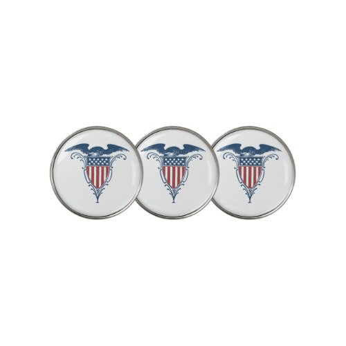Vintage Shield Red White Blue American Eagle Stars Golf Ball Marker
