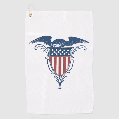 Vintage Shield Red White Blue American Eagle Stars Golf Towel