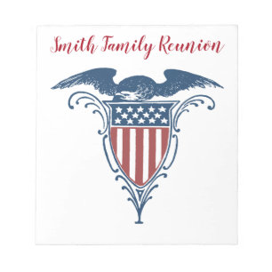 Vintage Shield Red White Blue American Eagle Stars Notepad