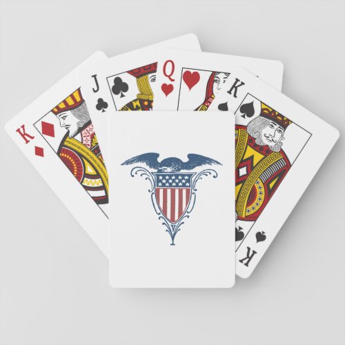 Vintage Shield Red White Blue American Eagle Stars Poker Cards