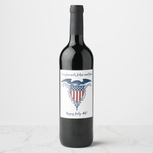 Vintage Shield Red White Blue American Eagle Stars Wine Label