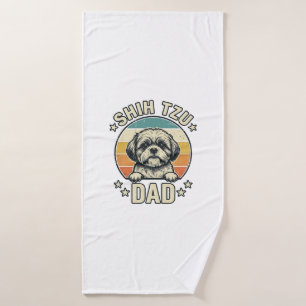 Vintage Shih Tzu Dad Dog Lover Shirt Design_1 Bath Towel