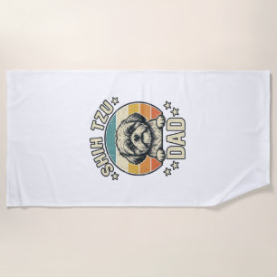 Vintage Shih Tzu Dad Dog Lover Shirt Design_1 Beach Towel