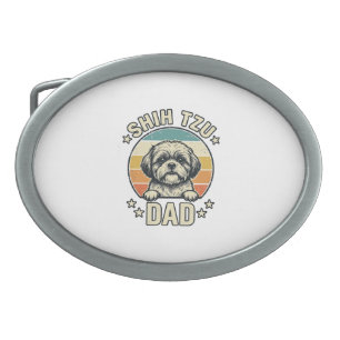 Vintage Shih Tzu Dad Dog Lover Shirt Design_1 Belt Buckle