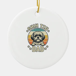 Vintage Shih Tzu Dad Dog Lover Shirt Design_1 Ceramic Ornament