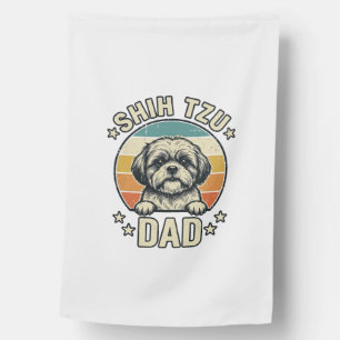 Vintage Shih Tzu Dad Dog Lover Shirt Design_1 House Flag