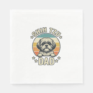 Vintage Shih Tzu Dad Dog Lover Shirt Design_1 Napkins