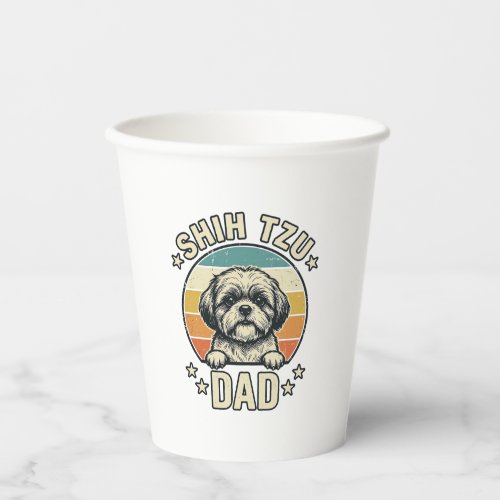 Vintage Shih Tzu Dad Dog Lover Shirt Design_1 Paper Cups