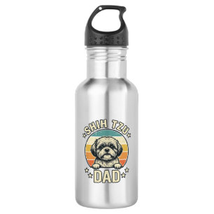 Vintage Shih Tzu Dad Dog Lover Shirt Design_1 Stainless Steel Water Bottle