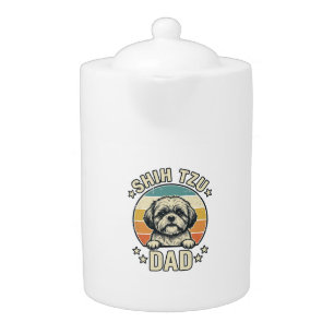 Vintage Shih Tzu Dad Dog Lover Shirt Design_1 Teapot