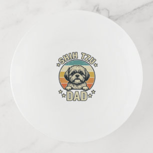 Vintage Shih Tzu Dad Dog Lover Shirt Design_1 Trinket Tray
