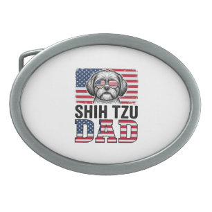 Vintage Shih Tzu Dad Patriotic Dog Shirt Design_1 Belt Buckle