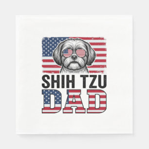 Vintage Shih Tzu Dad Patriotic Dog Shirt Design_1 Napkins