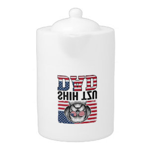 Vintage Shih Tzu Dad Patriotic Dog Shirt Design_1 Teapot