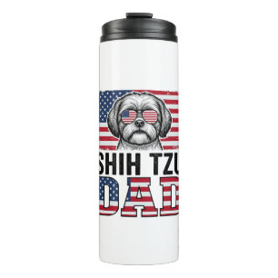 Vintage Shih Tzu Dad Patriotic Dog Shirt Design_1 Thermal Tumbler