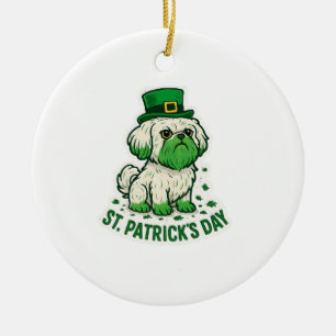 Vintage Shih Tzu Leprechaun St.Patrick's Day Ceramic Ornament