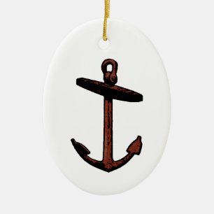 Vintage Ship Anchor Logo Ceramic Ornament
