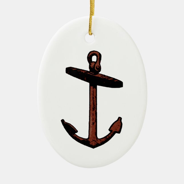 Vintage Ship Anchor Logo Ceramic Ornament (Front)