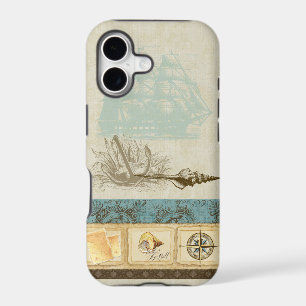 Vintage Ship Anchor Map Compass Rose n Shells Mens iPhone 17 Case