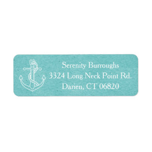 Vintage Ship Anchor Nautical Blue Turquoise Label