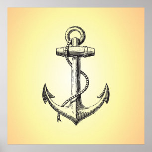 Vintage ship anchor poster