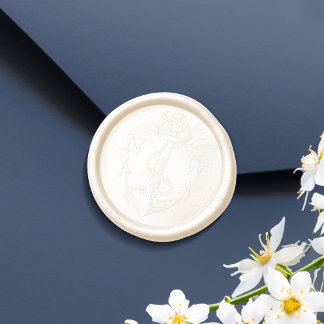 Vintage Ship AnchorRope Nautical Wedding Monogram Wax Seal Sticker