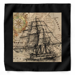 Vintage Ship And Map Bandana