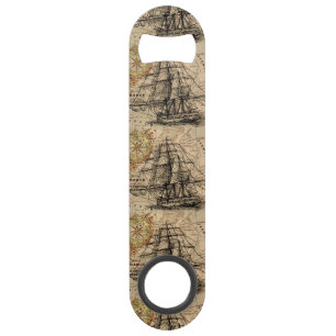 Vintage Ship And Map Bar Key