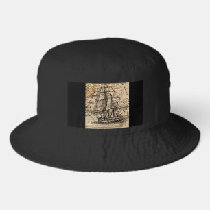 Vintage Ship And Map Bucket Hat