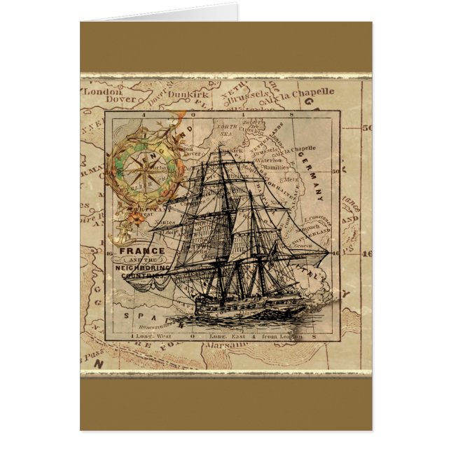 Vintage Ship And Map Cards (Front)