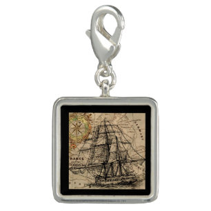 Vintage Ship And Map Charm