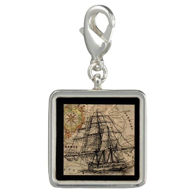 Vintage Ship And Map Charm (Front)