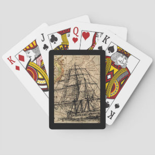 Vintage Ship And Map Poker Cards