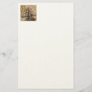 Vintage Ship And Map Stationery