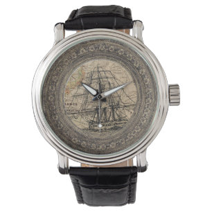 Vintage Ship And Map Watch